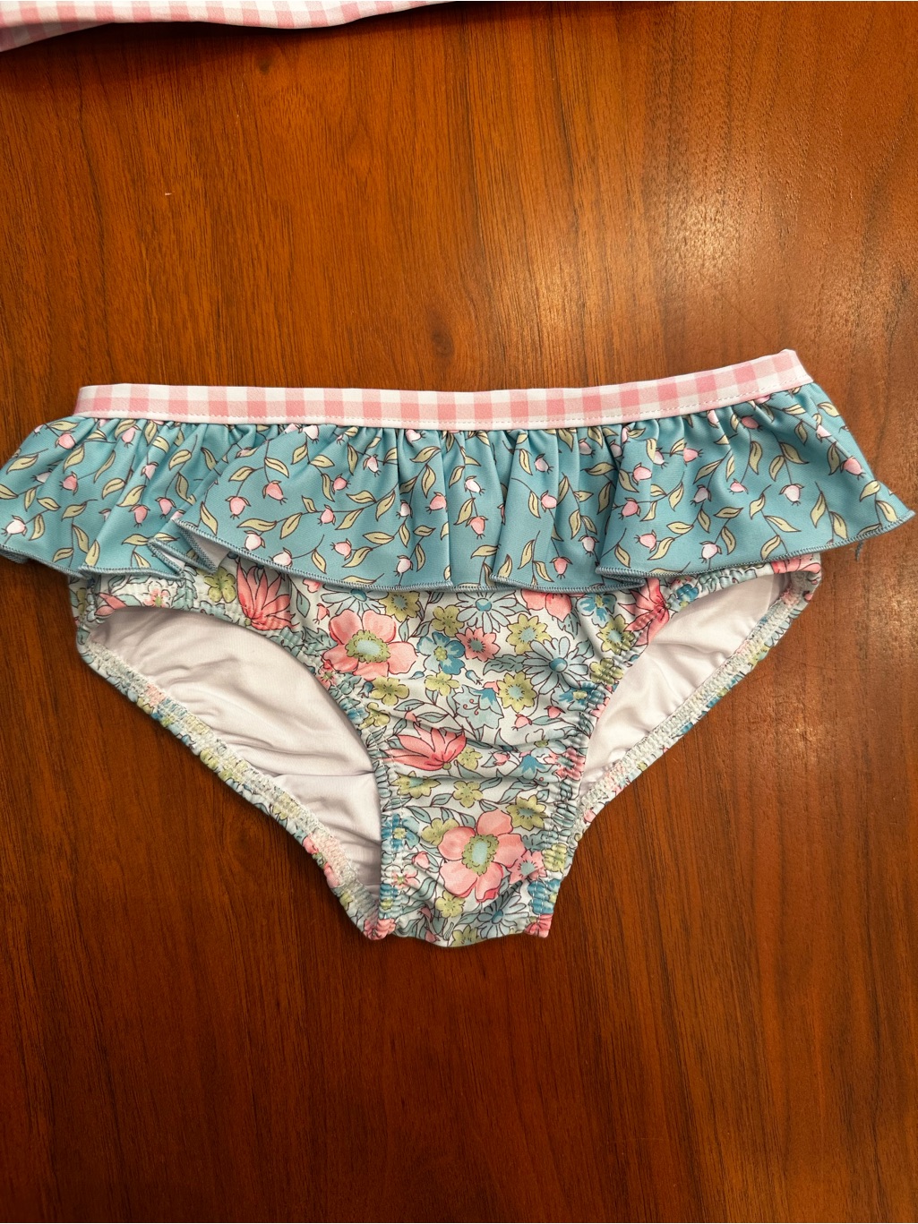 Nwt Cheeky Plum Girls Floral Ruffle Two-Piece Swimsuit Blue & Pink Size 5t — image 2 of 6